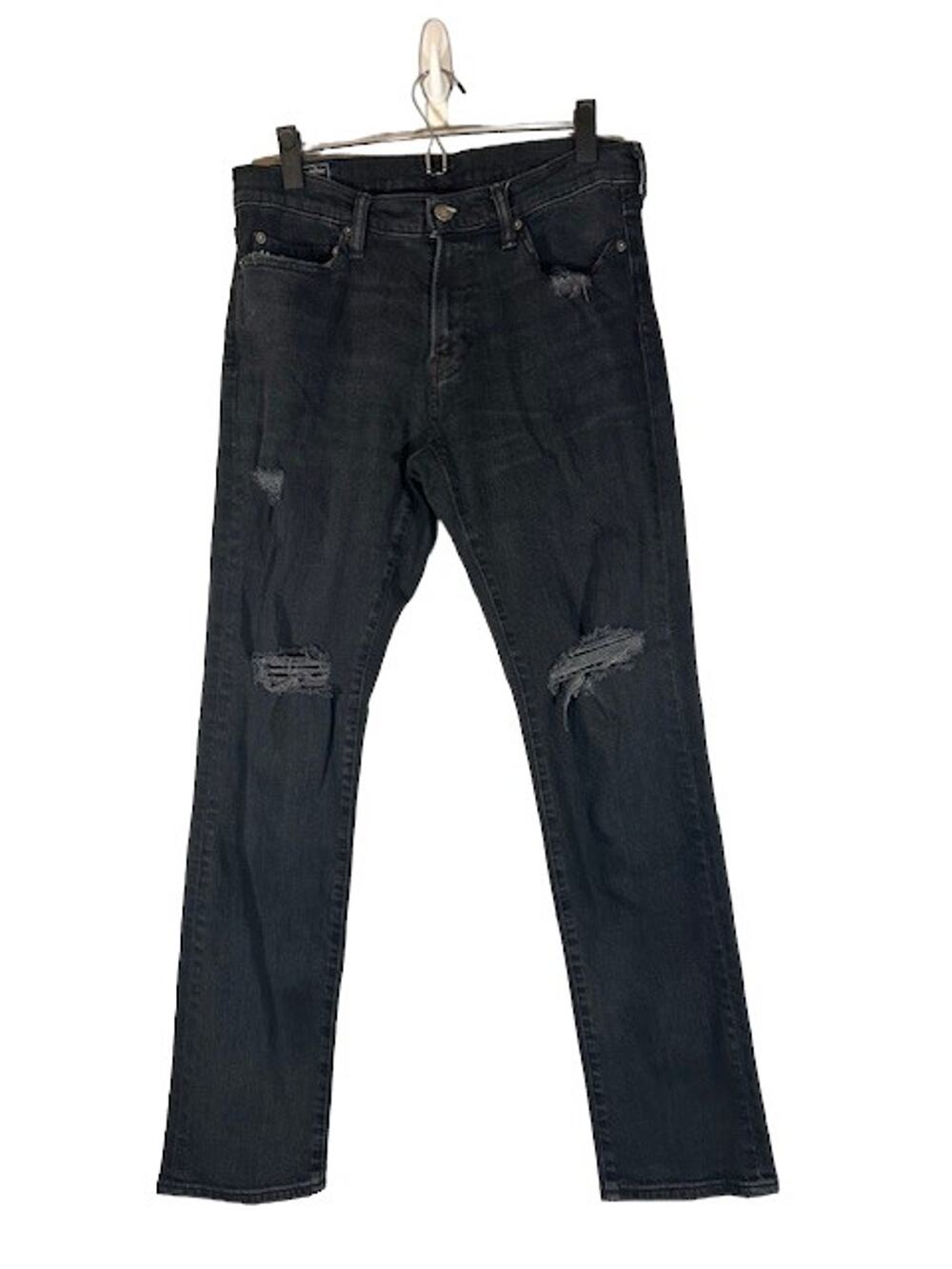 Abercrombie & Fitch Black Langdon Slim Distressed Denim Jeans Men Sz 30 X 30